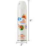 Front-facing Great Value Hawaiian aerosol air freshener can with overlay measurement lines indicating 9 inches tall and 2 inches wide.