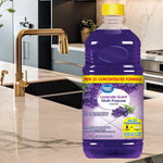 Purple Great Value lavender multi-purpose cleaner bottle staged on a modern kitchen countertop near a faucet