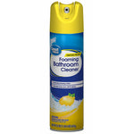 Studio-style front view of Great Value Lemon Scent Foaming Bathroom Cleaner aerosol can with lemon graphic