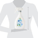 Great Value Linen Fresh spray bottle shown against a gray silhouette with a 10" height measurement for scale