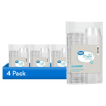 Packaged display showing four Great Value mini cups with lids graphic and a blue 4 Pack banner