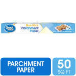 Great Value non-stick parchment paper full-length product box with brand logo and blue packaging