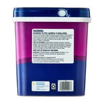 Rear view of Great Value oxi-based cleaner tub showing warning panel, barcode and tamper-seal lid