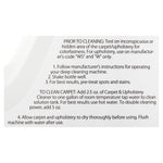 Close-up of printed cleaning instructions and usage directions from the product label