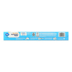 Back panel of Great Value parchment paper box showing small product text, icons, instructions and a barcode on a blue strip.