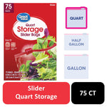 Great Value red carton front for quart storage slider bags showing zipper bag and salad imagery