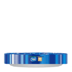 Stacked Great Value Ultra Plates viewed from the side showing blue printed edge and package label on band