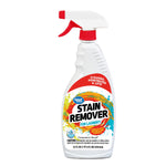 White Great Value stain remover spray bottle with colorful label and red trigger on white background