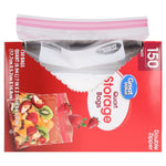 Top-view of a Great Value storage bag box with an open flap revealing a partially visible resealable bag inside
