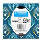 Back of Great Value patterned tissue cube showing barcode, FSC and recycling icons and customer service guarantee panel