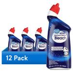 Great Value toilet bowl cleaner bottles with angled necks and red caps shown as a 12 Pack promotional image.