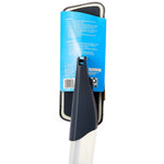 Rear view of Great Value spray mop packaging card attached to mop head and tank