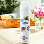 Great Value Twilight Woods air freshener aerosol can staged on a table with blurred home decor in background