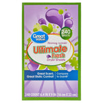 Front-facing Great Value Ultimate Fresh dryer sheets box in lavender packaging with 240 sheets callout