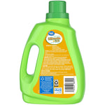 Rear view of a green Great Value Ultimate Fresh laundry detergent bottle showing ingredient text, barcode and 'Made in the USA' badge