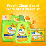 Promotional graphic of Great Value Ultimate Fresh products on an orange background with headline 'Fresh, Clean Scent From Start to Finish'