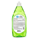 Rear view of clear bottle showing the drug facts and barcode on the back label of the dish liquid