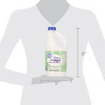 Great Value cleaning vinegar jug shown with human silhouette and measurements indicating product dimensions.