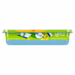 Side profile of the Great Value wet mopping cloths rectangular plastic tub showing the product label and packaging