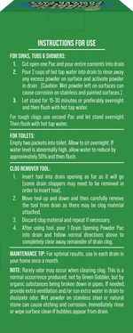 Back panel of Green Gobbler box showing detailed instructions for use and tips
