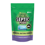 Green Gobbler Septic Pods front pouch with green swirl design, product name and septic graphic