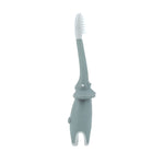 Single grey Dr. Talbot's animal toddler toothbrush photographed upright on a white background