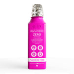 Magenta Grin oral rinse bottle displaying product claims and icon badges on label.