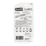 Back of GUM Proxabrush Go-Betweens blister card showing product information, diagrams and barcode