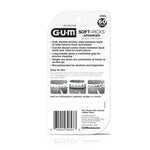 Back of GUM Soft-Picks Advanced blister pack with product instructions, safety text and barcode