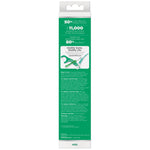 Back panel of G•U•M Sonic Power toothbrush packaging with product information and small illustrations on a green background.