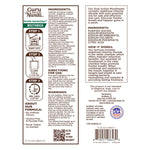 Close-up of printed product label showing GuruNanda ingredient list, directions, warnings, and barcode on white panel