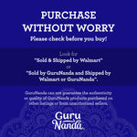 Blue informational panel advising customers to purchase from authorized sellers with GuruNanda logo