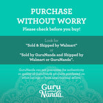 Turquoise GuruNanda branded advisory graphic urging customers to check seller authenticity before purchase