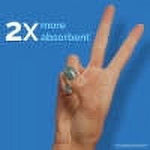 Close-up graphic of a hand making a two-finger gesture beside a '2X' label on a blue background