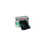 Handi-Bag cardboard box with a single black trash bag draped over the front, studio product shot