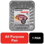 Handi-Foil branded rectangular disposable aluminum all-purpose pan with product label showing ham photo
