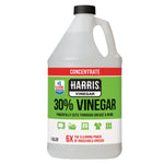 Clear one-gallon Harris bottle labeled 30% vinegar concentrate with green and red label