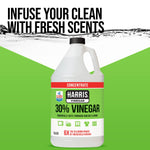 Centered Harris 30% vinegar jug on a green-and-white background with headline about infusing fresh scents
