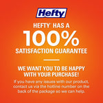 Orange Hefty graphic stating a 100% satisfaction guarantee with brand logo and customer message