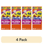Four Hefty Slider Gallon value pack box fronts showing 40 count label and colorful produce image