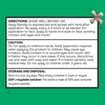 Close-up product directions and caution label panel for Hello Bello mosquito repellent on a green background.