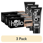 Three black tubes and three matching boxes of hello epic whitening activated charcoal toothpaste, 4.0 oz, arranged together