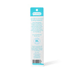 Back panel of hello toothbrush package with printed product copy, directions, barcode and small icons on white background