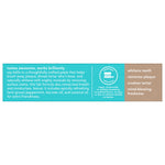 Side panel of Hello toothpaste box with product description, benefits and small circular antiplaque icon.