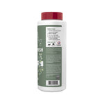Hoover powder bottle back label with directions, barcode and eucalyptus graphic on a green label