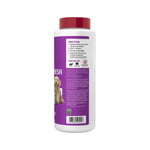 Back of a Hoover Carpet & Room Refresh Powder bottle showing directions, barcode and small pet graphic