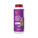 Hoover purple bottle of Carpet & Room Refresh Powder with pet image and mountain breeze label