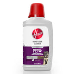 White Hoover hard floor cleaner bottle with red cap and purple pet label showing dog