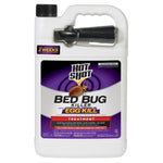 White one-gallon Hot Shot container with purple label reading ‘Bed Bug Killer’ and attached black sprayer