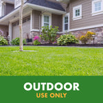 Residential front yard and house photo with green banner reading ‘OUTDOOR USE ONLY’ at the bottom
